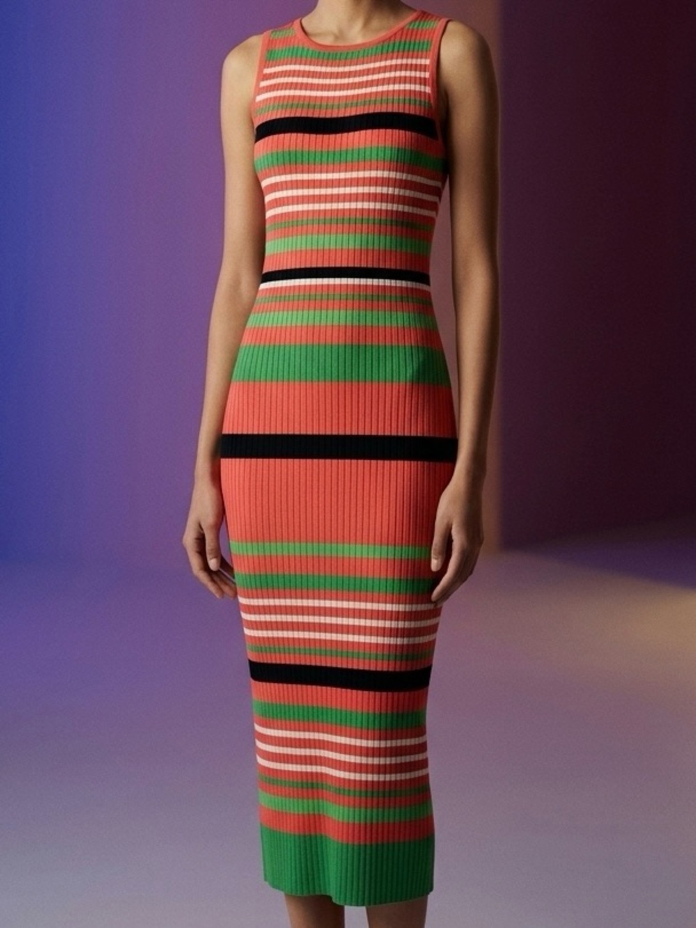 New York & Company Red Black Bodycon Midi Dress